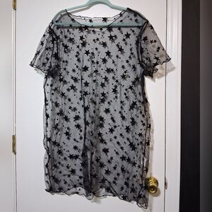 Sheer Starry Black Stretchy Chemise Size 3X